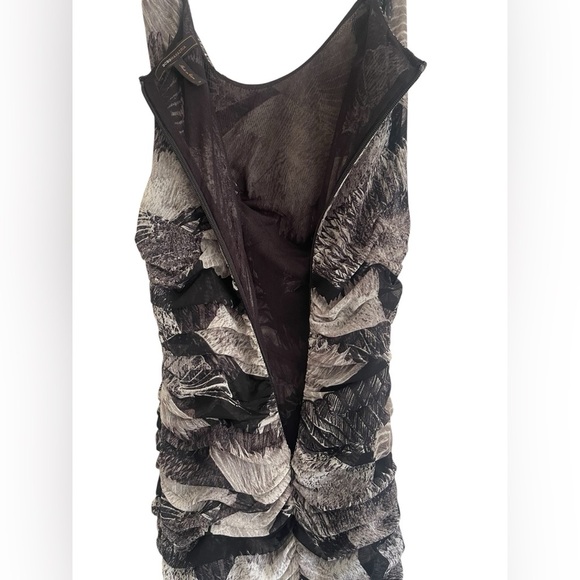 BCBGMaxAzria Roxanne Asymmetrical Ruched Mesh Cocktail Dress Size Medium - Picture 5 of 16